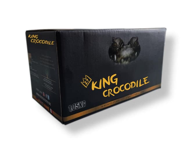 King Crocodile Kokosnuss Kohle mit Langer Brenndauer I 27x27mm Nachhaltige Naturkohle I wenig Asche I geringer Rauchentwicklung I Grillkohle I Kohle Würfel in Premium Qualität (Consumer, 1kg) KK59102-001 1kg
