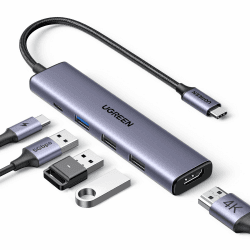 UGREEN Revodok 105 USB C Hub PD100W, 4K HDMI, 3*USB A Datenports USB C Adapter Multiportadapter kompatibel mit iPhone 17/16, Galaxy S24, Surface, MacBook Pro/Air, iPad Pro/Air, Steam Deck usw. Angebot bei HelloDeals