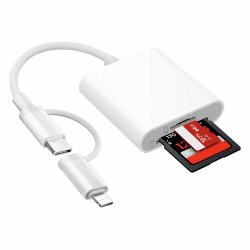 SD Kartenleser für iPhone, Speicher SD Kartenleser für iPhone SD Kartenleser USB C SD/MicroSD Card Reader-Plug-and-Play, SD Karten Adapter für iPhone Typ C Kartenleser für iPhone15/iPad/MacBook/Laptop white-2 in 2 camera adapter to phone Angebot bei HelloDeals