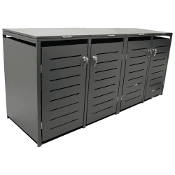 DEGAMO Mülltonnenbox 4-er Mülltonnenhaus KÖLN für 4X Tonnen 120 und 240 Liter, Stahl verzinkt, Farbe anthrazit 240 Liter, 4 Türen Angebot bei HelloDeals