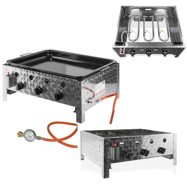 DEMA Gasbräter mit 3 Flammen – Leistungsstarker Gastrobräter für Grill & Outdoor-Küche – Ideal für Camping & Events