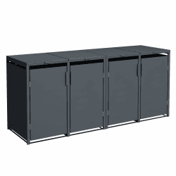 DEGAMO Mülltonnenbox 4-er Mülltonnenhaus MÜNCHEN für 4X Tonnen 120 und 240 Liter, Stahl verzinkt, Farbe anthrazit 240 Liter, 4 Türen Angebot bei HelloDeals