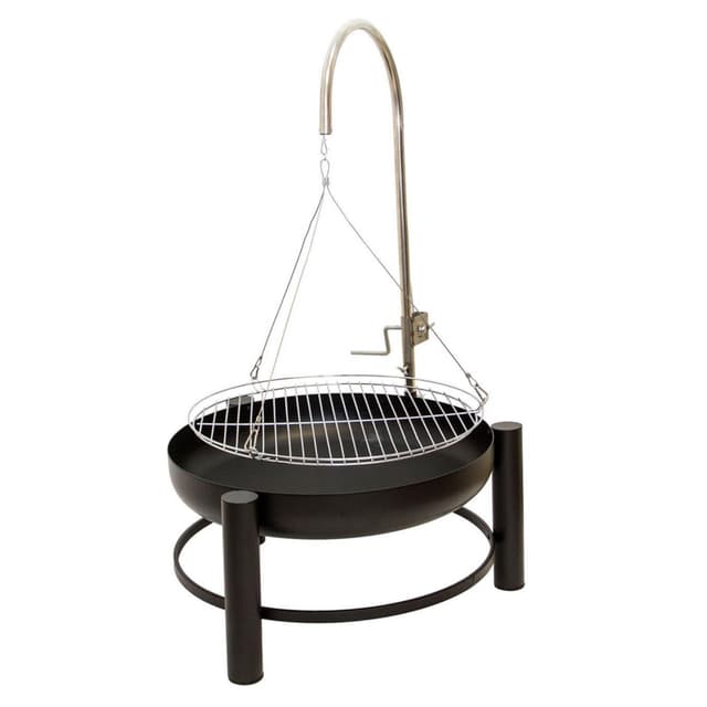 Lemodo Holzkohlegrill | Schwenkgrill mit Kurbel zur Höhenverstellung | Feuerschale mit Grillrost| Hängegrill für Gulaschkessel | auch als Feuerkorb nutzbar