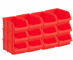 hünersdorff 12x Sichtbox Stapelbox Lagerbox in Größe 4, aus Polypropylen Größe 4 Rot Angebot bei HelloDeals
