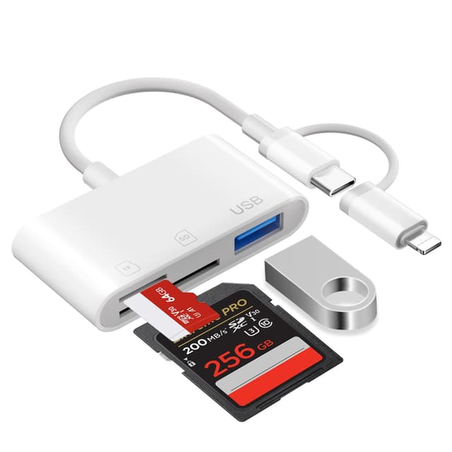 [Apple MFi Certified] SD Kartenleser für iPhone, Lightning USB-C auf SD Micro SD USB 3.0 Kartenleser, SD Card Reader iPhone Speicherkartenleser SD Karten Adapter für iPhone 16 15 iPad MacBook Samsung 3 in 2 USB/SD/TF