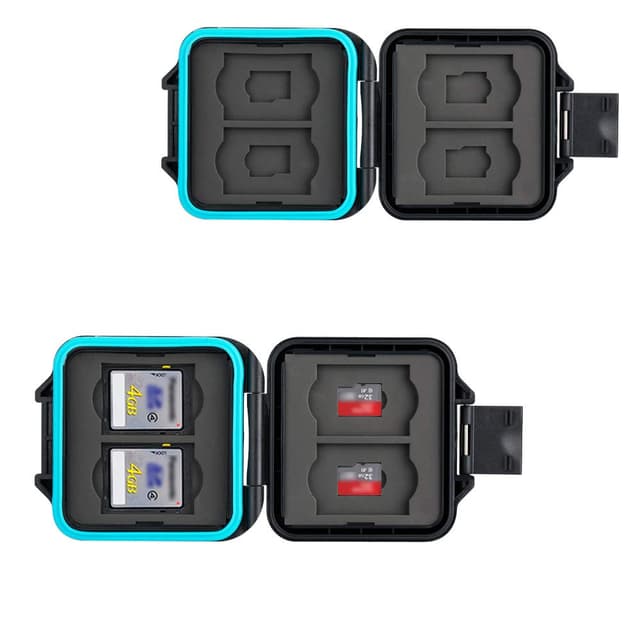 JJC Speicherkarten Tasche Wasserdicht Schutzhülle für 4 SDXC SDHC SD-Karten und 4 Micro SD-Karten TF Karten mit Antilost Schnur Schwarz