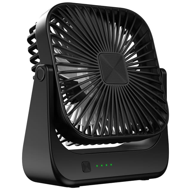 Tischventilator Mini USB Ventilator Tragbarer Klein Wiederaufladbarer 4 Geschwindigkeiten 360° drehbarer Akku Aufladbar Leise ventilatoren Für Reisen Büro Zuhause Draußen Geschenke für Frauen Männer Schwarz