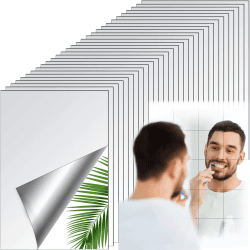 Outus 30 Stücke Spiegel Blätter Selbstklebende Flexible ohne Glas Spiegel Fliesen Spiegel Wandaufkleber für Haus Badezimmer Dekor (5,9 x 3,9 Zoll) Angebot bei HelloDeals