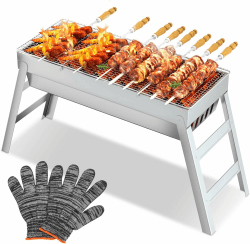 CIRULLI Tragbarer Holzkohlegrill aus Edelstahl–Kompakter,Klappbarer BBQ Grill für Camping,Garten und Balkon,outdoor grill,Camping grill (44x20x36cm) Kohlegrill Angebot bei HelloDeals
