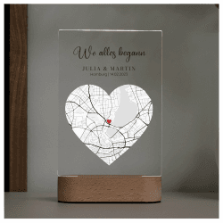 Geschenkfreude Wo alles begann Bild Koordinaten aus Acryl 20x15 cm - Glasbild personalisiert - einzigartige personalisierte Karte - Partner Geschenke - Jahrestag Geschenk für Ihn und Sie