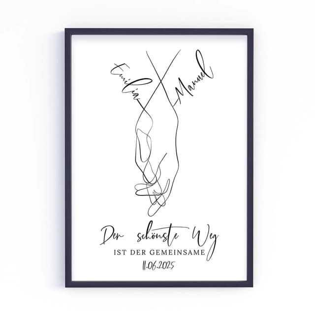Geschenk zur Hochzeit | Hochzeitsgeschenk Hochzeitstag Jahrestag Valentinstag Jubiläum Brautpaar | personalisiert | Der schönste Weg Poster Poster - Der schönste Weg