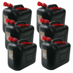 BAUPROFI 6er Set: 6X Benzinkanister KKS 20 PE schwarz 20 Liter Kraftstoffkanister 20L Angebot bei HelloDeals