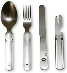 Klassisches Bundeswehr Edelstahl Besteck 4-Teilig Campingbesteck als Essbesteck Set zum Camping Besteckset Outdoor Besteck Angebot bei HelloDeals