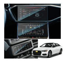 SKTU Displayschutzfolie kompatibel mit Audi A6 / A7 2019-2023 2024 Oberer Bildschirmfilm 10,1'' + unterer Bildschirmfilm Schutzfolie 8,6'' + Klimaanlagenfolie aus gehärtetem Glas Kratzfest Für MMI + Klima Vorne&hinten Angebot bei HelloDeals