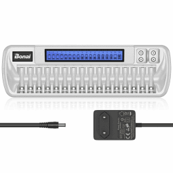 BONAI Akku Ladegerät 18 Slot Universal Schnelles Batterieladegerät LCD Smart Akkuladegerät Intelligent Battery Charger für AA AAA 9V Block NI-MH/NI-CD Wiederaufladbare Batterien Weiß Angebot bei HelloDeals