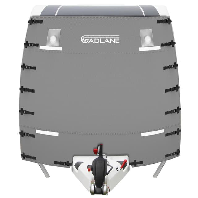 GADLANE Wohnwagen Abdeckung - Vollständige Wohnwagen Frontabdeckung mit hoher Sichtbarkeit LED-Leuchten und reflektierenden Streifen, wasserdichte Wohnwagen Schutzhülle (Grau)