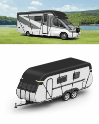 SUPAREE Wohnwagen Abdeckung Dach Abdeckplane Wohnwagen Wasserdicht Wohnwagen Schutzhülle Dach Schützt vor UV 210D Oxford Gewebe mit Reflektorstreifen (5.5 x 3m) 5,5 x 3m Angebot bei HelloDeals