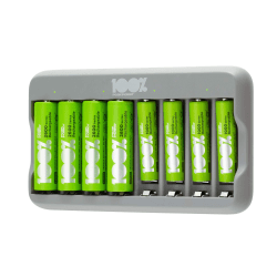 PeakPower Akku Ladegerät AA AAA | Batterie Ladegerät inkl. 8 Akkus (4X AA + 4X AAA Akku), Überladeschutz, Sicherheits-Timer (USB Ladegerät Batterien in plastikfreier Verpackung) 8-Slot Ladegerät + 8 Akkus Angebot bei HelloDeals