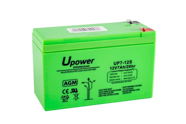 U-Power - Hermetische AGM-Blei-Säure-Batterie 7Ah 12V - Akkus Faston F1 4.8mm 12V 7Ah