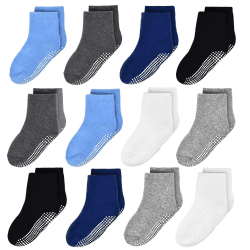 GRPSKCOS Rutschfeste Socken Kinder 12 Paar Stoppersocken Kinder ABS Socken Kinder Antirutschsocken für 6-12 Monate 1-10 Jahre Jungen Mädchen 1-3 Jahre #1 Jungen Multicolor-12 Paar Angebot bei HelloDeals