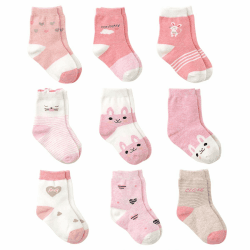 Cotton Coming Rosa Baumwolle Baby Mädchen Socken,9 Paar Süß. Kleinkind Mä dchen Socken mit Griffen Angebot bei HelloDeals