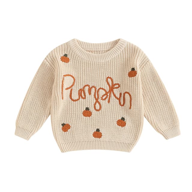 Yassiglia Baby Halloween Strickpullover Kleinkinder Kürbis/Geist Sweatshirt Langarm Rundhals Gestrickter Pullover Neugeborenes Baby My First Halloween Outfit