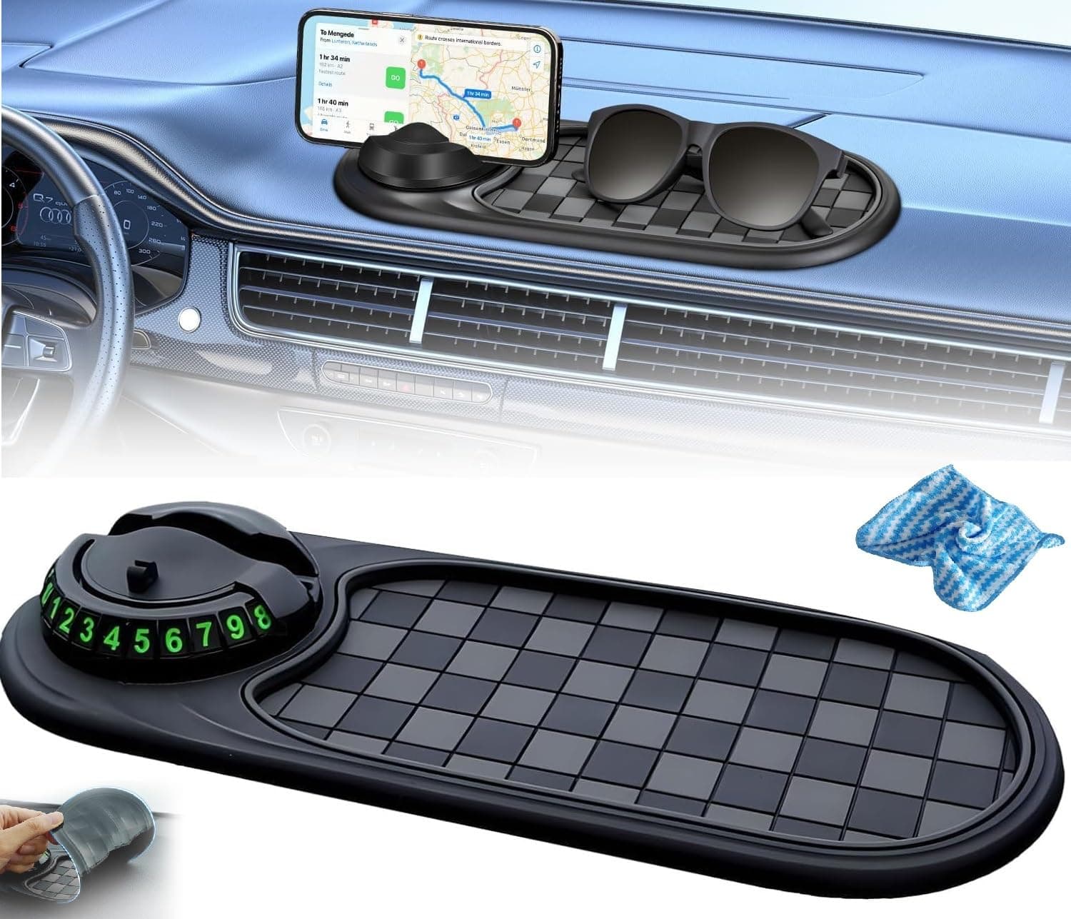 Multifunction Car Anti-Slip Mat Auto Universal Phone Holder,Antirutschmatte Auto Universal Handyhalterung Auto,Antirutschmatte Auto Accessoires, Silikon-Matte Telefonpad,Handy Halter für Auto (1/Set) Angebot bei HelloDeals