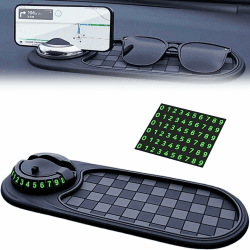 Antirutschmatte Auto, Silikon Auto Antirutschmatte Handy, Multifunktionaler Handyhalter, 360° Drehbar Anti Rutsch Armaturenbrett Matte mit Parknummer Autodekorationen (A) Angebot bei HelloDeals