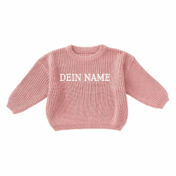 Personalisierte Pullover Baby 3 Monate - 5 Jahre Strickpullover Kleinkinder mit Name Stickerei Baumwolle Pulli Einfarbige Winterkleidung Jungen/Mädchen Gestrickt Sweatshirt Kinder Herbst Oberteile 002 Rosa 1-2 Jahre Angebot bei HelloDeals
