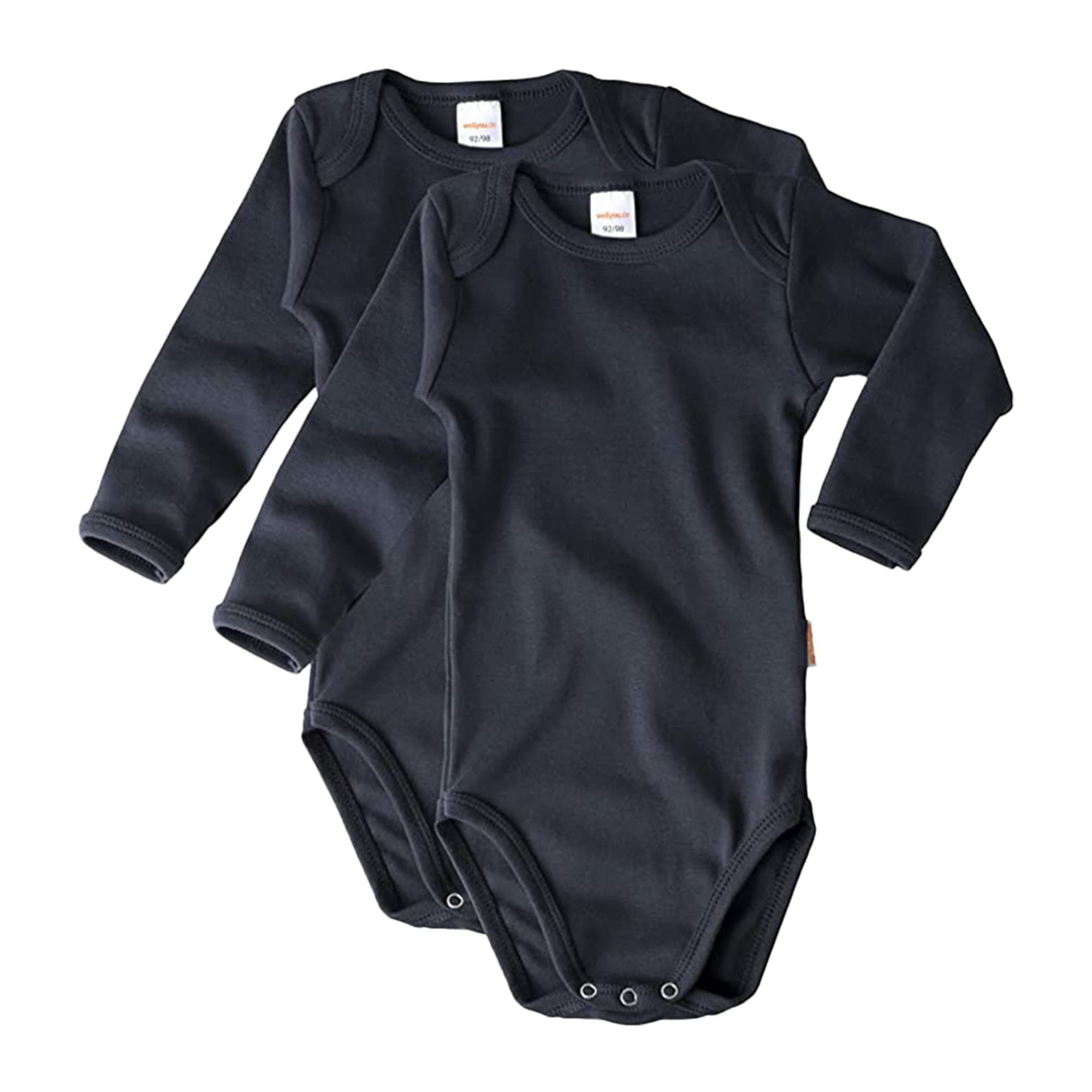 wellyou – Langarmbody Baby & Kinder aus 100% Baumwolle – Babybody für Mädchen & Jungen – 2er Set Langarm Baby Body in Größe 50-134 – Made in EU 104-110 Marine