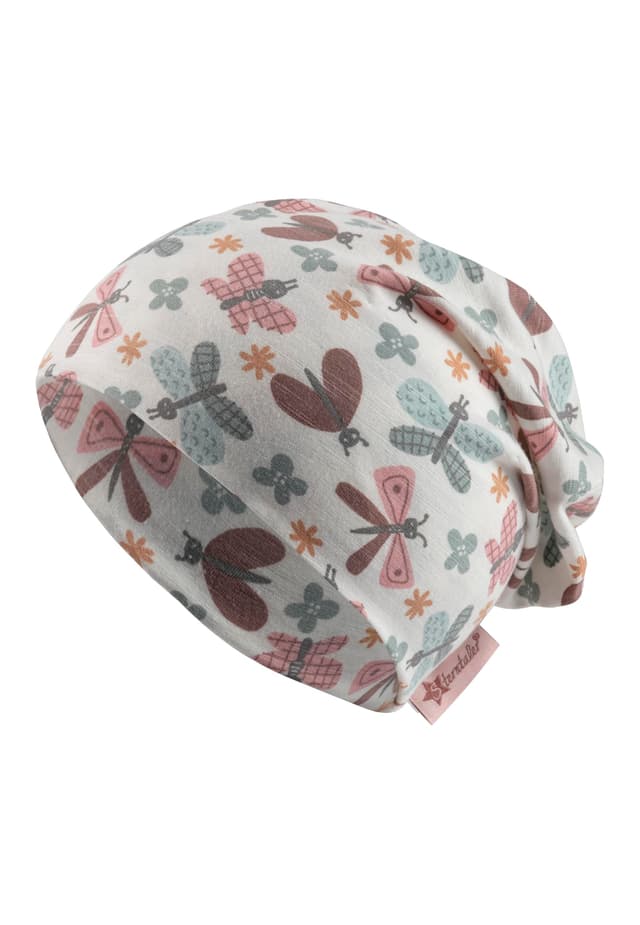 Sterntaler Beanie Schmetterling - Baby Mütze aus Flammgarn Jersey mit allover Schmetterlingen - Mädchen Beanie Mütze - Baby und Kinder Übergangsmütze
