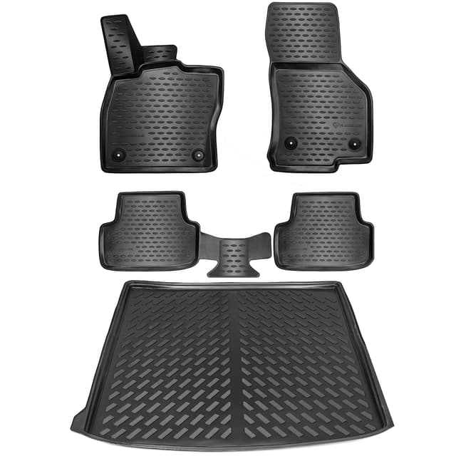 ELMASLINE 3D Gummimatten & Kofferraumwanne Set für VW Passat B8 Variant ab 2014 | Hoher Rand | Zubehör Fußmatten Kofferraum Variant Baujahr 2014-2023
