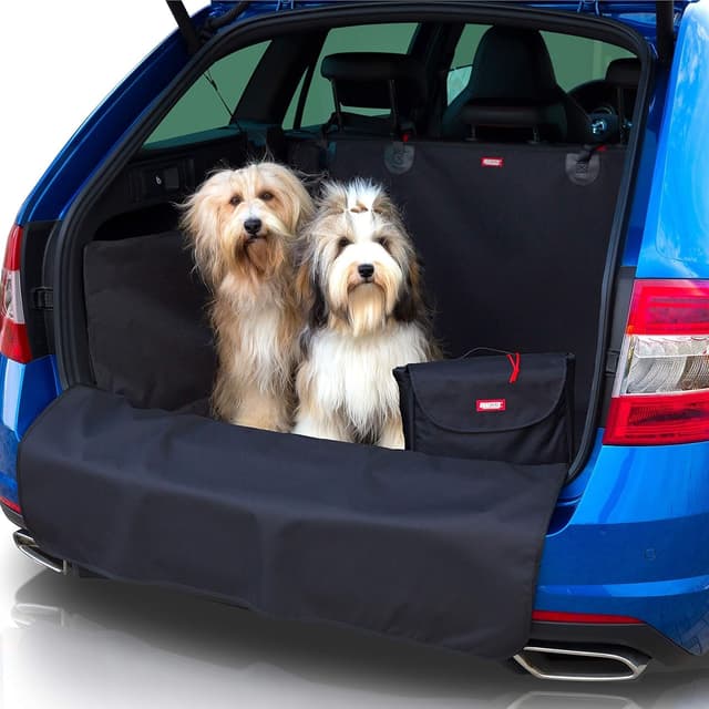 BARTSTR Kofferraumschutz Hund 200x110 cm, Universal für Kombi Kofferraum, Schutzmatte Wasserabweisend & Stoßstangenschutz, Plus Schultertasche XXL