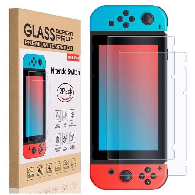 XINRUISEN 2Stück Displayschutzfolie Gehärtetem Glas für Nintendo Switch 2017/2019, Panzerglas Schutzfolie für Nintendo Switch Displayschutz Anti-Bläschen, 9H Härte, Glas Screen Protector Clear
