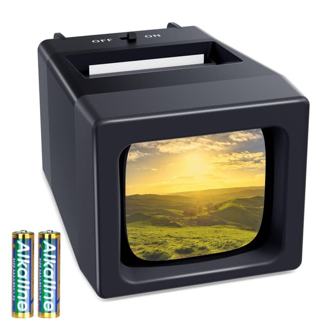 35-mm-Dia-Projektor und Dia-Betrachter, 2-fache Vergrößerung mit LED-Beleuchtung für alte Dias und 35-mm-Filmnegative (inklusive 2 AA-Batterien)