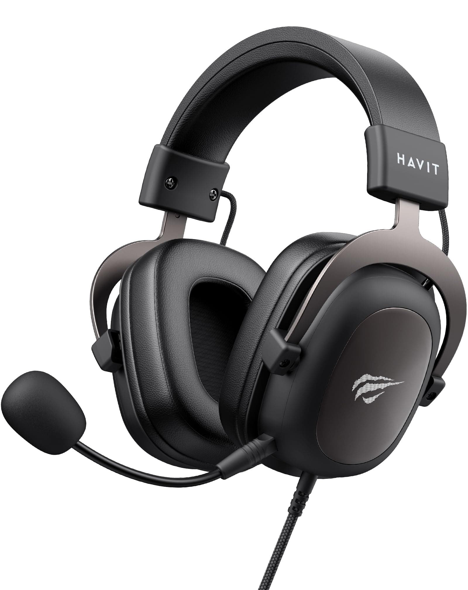 havit Gaming Headset mit Mikrofon - Gaming Kopfhörer [3,5mm Klinke für PC, Xbox und PlayStation] - Gamer Kopfhörer Over Ear [mit Noise Cancelling] - Metallic Schwarz