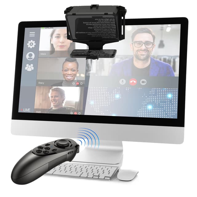 7,7 Zoll Tragbarer Teleprompter für Telefon und Kamera - 3-in-1 Handheld/Desktop/Monitor Setup, HD 70/30 Beam Splitter Glas, Fernbedienung inklusive, kompatibel mit iOS & Android
