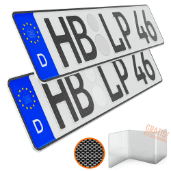 L & P Car Design KFZ Kennzeichen 2 Stück 46cm x 11cm in Carbon Optik Nummernschild 460mm x 110mm Wunschkennzeichen DIN Autokennzeichen Fahrradträger Anhänger LKW Wunschprägung amtliches Autoschild Angebot bei HelloDeals