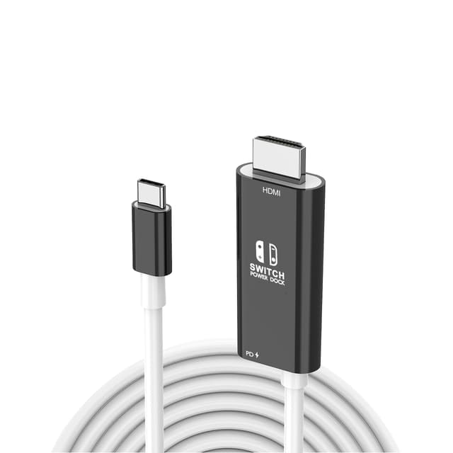 Switch TV Adapter for Nintendo Switch/OLED, 2-in-1 Switch Portable Dock with 4K HDMI, Type C 100W PD, Mini Travel TV Cable for Switch, Steam Deck Schwarz Weiß