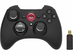 Speedlink RAIT Gamepad Wireless – kabelloser Controller mit Vibrationsfunktion, Dauerfeuer Funktion, für PC/PS3/Switch, gummierte Oberfläche, schwarz Angebot bei HelloDeals