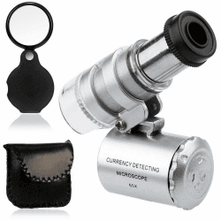 KINGMAS Mini 60X LED Mikroskop, Taschenmikroskop Lupe Mikroskop für Juwelier Einstellbare Lupe mit UV-Licht with 10x Taschenlupe Angebot bei HelloDeals