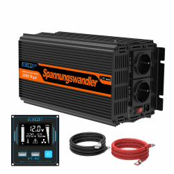 EDECOA Wechselrichter 2000w 12v 230v Spannungswandler mit Neuer Fernbedienung 2X USB und Bildschirm LCD für Sonnenkollektor KFZ Wohnmobi 2000w Fernbedienung USB Angebot bei HelloDeals