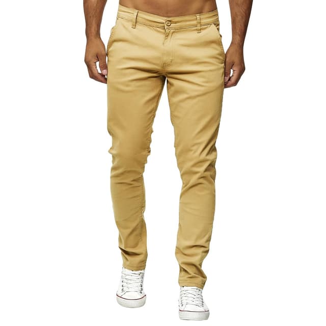 Elara Herren Chino Hose Stretch 32W / 30L Dunkelbeige