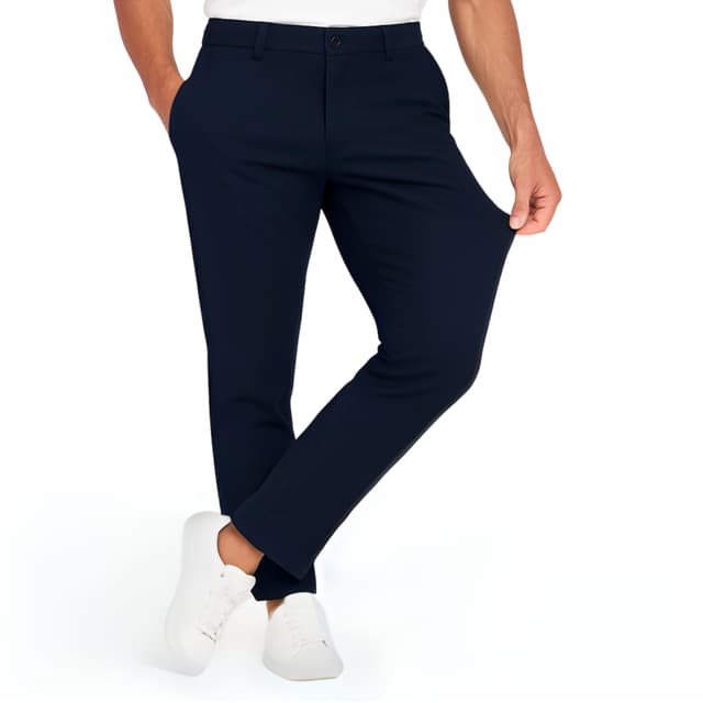 JACK & JONES Chino Hose Herren Slim Fit - Chinohose Männer aus Recyceltem Polyester - Klassische Performance Pants Herren Hose mit Stretch, Mid Rise, Umschlag-Saum 38W / 32L Navy Blazer