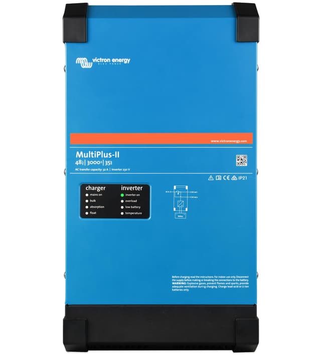 Victron Energy MultiPlus-II Reiner Sinus Wechselrichter 35 Amp Batterie Ladegerät, Spannungswandler, Transferschalter Inverter Charger, 3000VA 48-Volt 230V