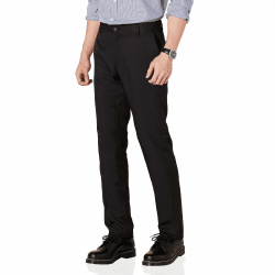Amazon Essentials Herren Flatfront-Anzughose in schmaler Passform Recycelter Polyester Schwarz 36W / 32L Angebot bei HelloDeals