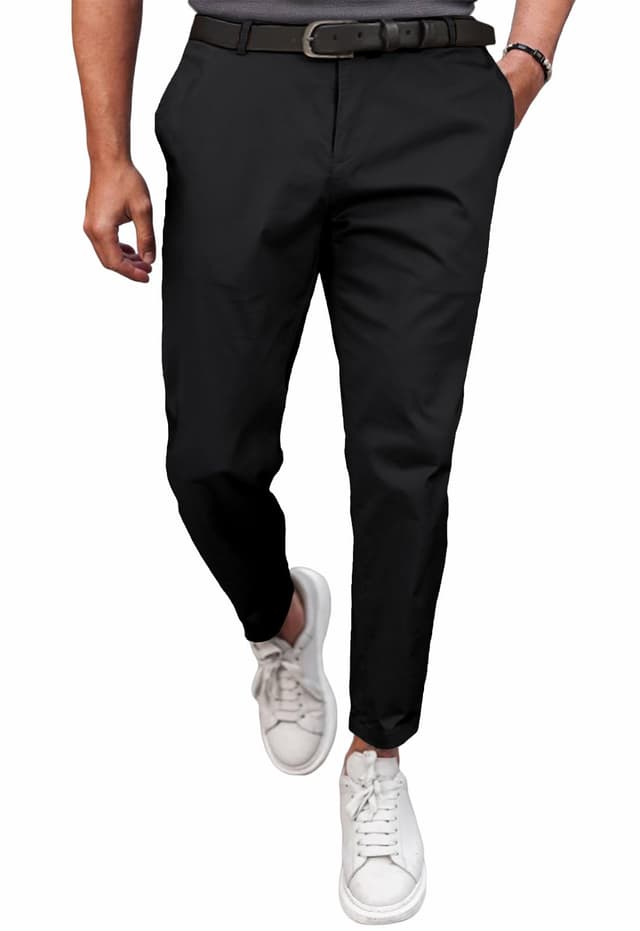 Meilicloth Herren Chino Hose Anzughose Herren Chinohose Stretchhose Herren Baumwolle Sporthose Casual Freizeithose mit Enger Passform XL Schwarz