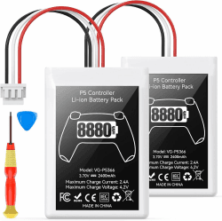 PS5 Controller Battery Pack, 2 Stück 8880mWh Li-Ionen Akku mit hoher Kapazität für Sony PS5 Controller CFI-ZCT1W, 53% mehr Ausdauer (Kapazität), Sicherer PS5 Controller Akku Ersatz Angebot bei HelloDeals