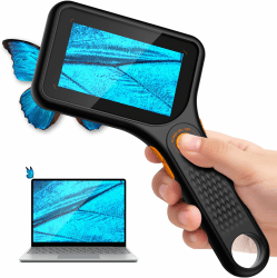 Mikroskop für Erwachsene Kinder, Ahalfcit 3,0" Bildschirm Digital-Mikroskop, 500x Vergrößerung, Handheld-Lupe mit 8 LED-Leuchten, USB-Anschluss für PC kompatibel mit Windows/MacOS - Schwarz black Angebot bei HelloDeals