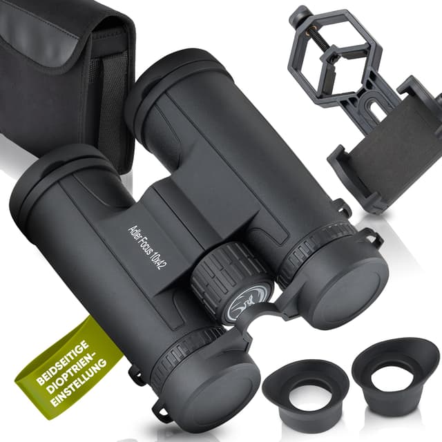 Adler Focus Fernglas 10x42 für Erwachsene, Eagle-Eye-Technologie, 18mm HD Augenmuschel, BAK4+FMC, Feldstecher, für Brillenträger, Reisen, Wandern, Jagd, Perfekt für Brillenträger! 10x42 Eagle